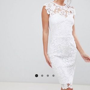 Midi Lace Dress with Scallop Back